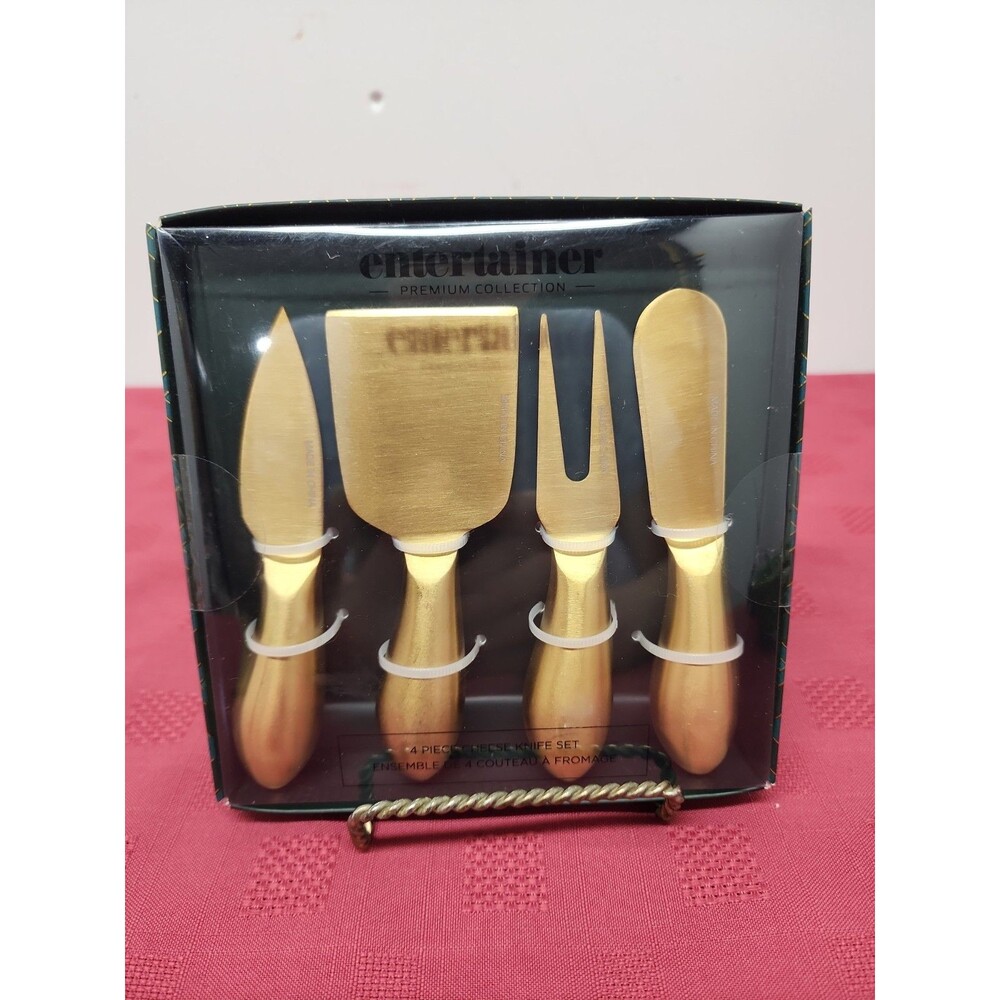 Entertainer Premium Collection Cheese Knife Set 4 Piece Brushed Gold New Sealed